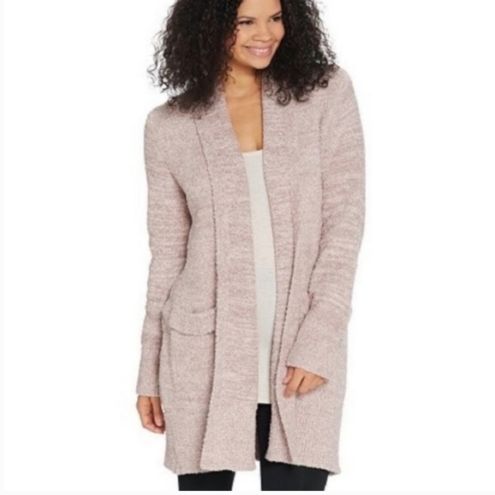 Barefoot Dreams CozyChic Cali Cardi in Heathered Antique Rose/Ballet Pink SZ XL